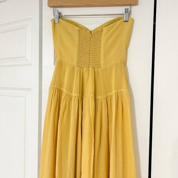 NWT Reformation Leilani Strapless Maxi Dress Yellow Sunshine Slit Gown Size 0 - Picture 8 of 11